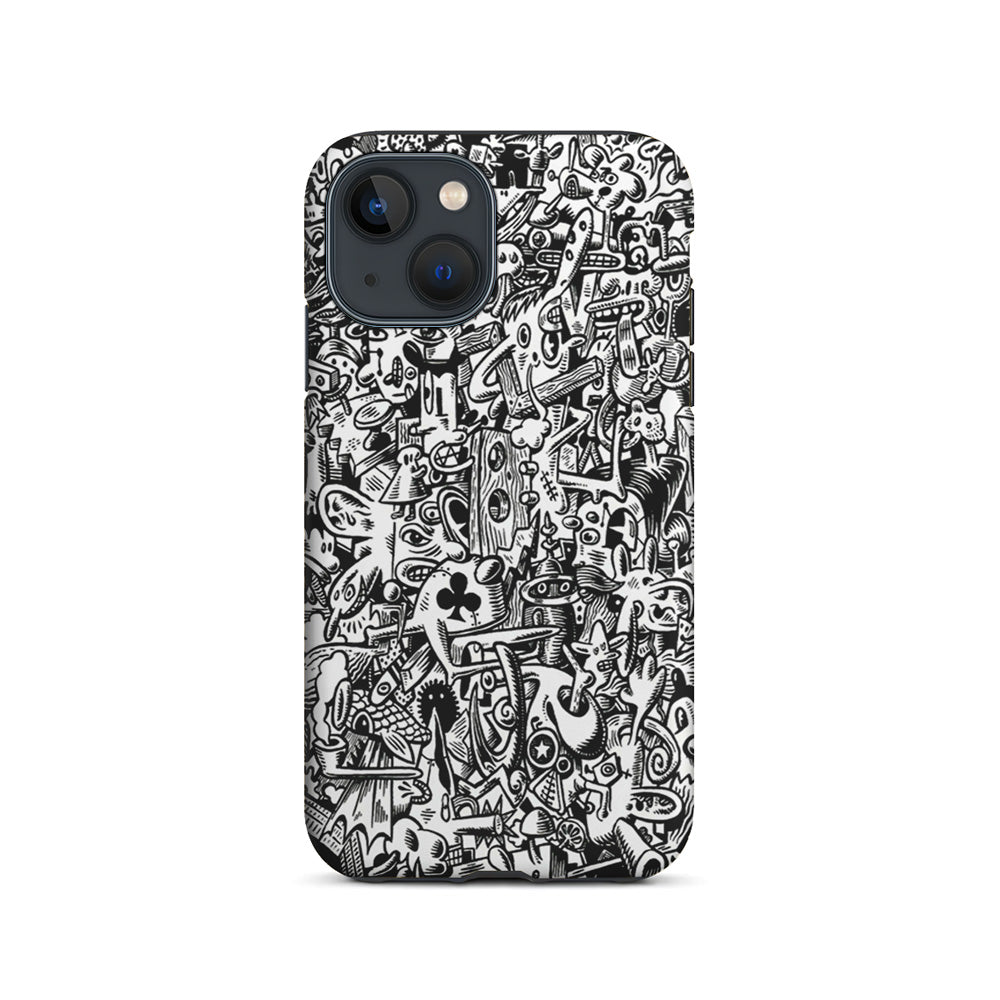 Graffiti Doodle Monokrom iPhone 15 Plus Case