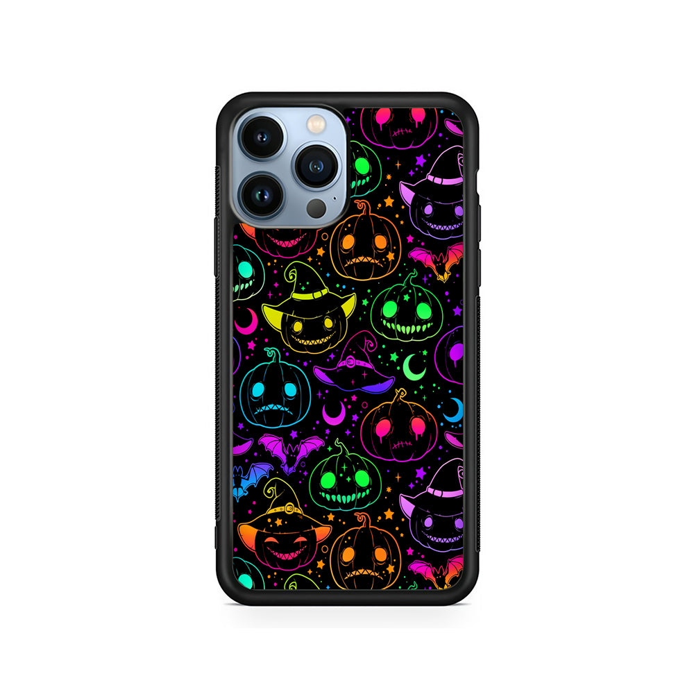 Halloween Pumpkins and Flying Bats iPhone 14 Pro Case