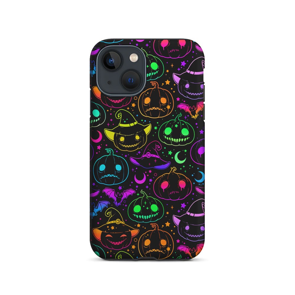 Halloween Pumpkins and Flying Bats iPhone 15 Plus Case