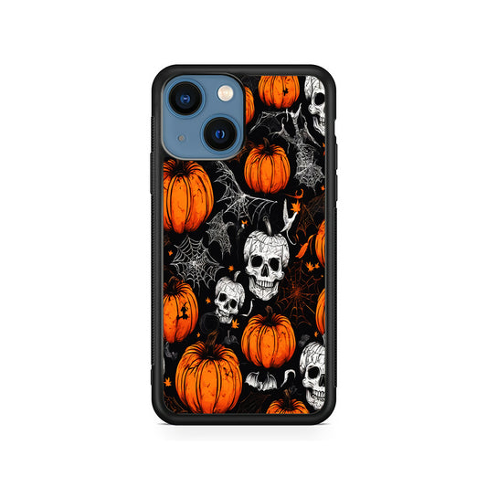 Halloween Skull and Spider Webs iPhone 15 Plus Case