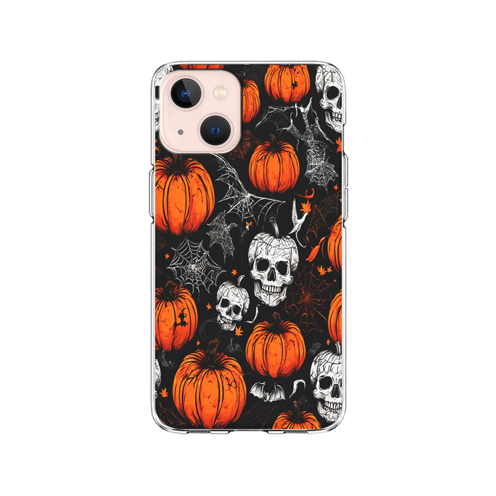 Halloween Skull and Spider Webs iPhone 15 Plus Case