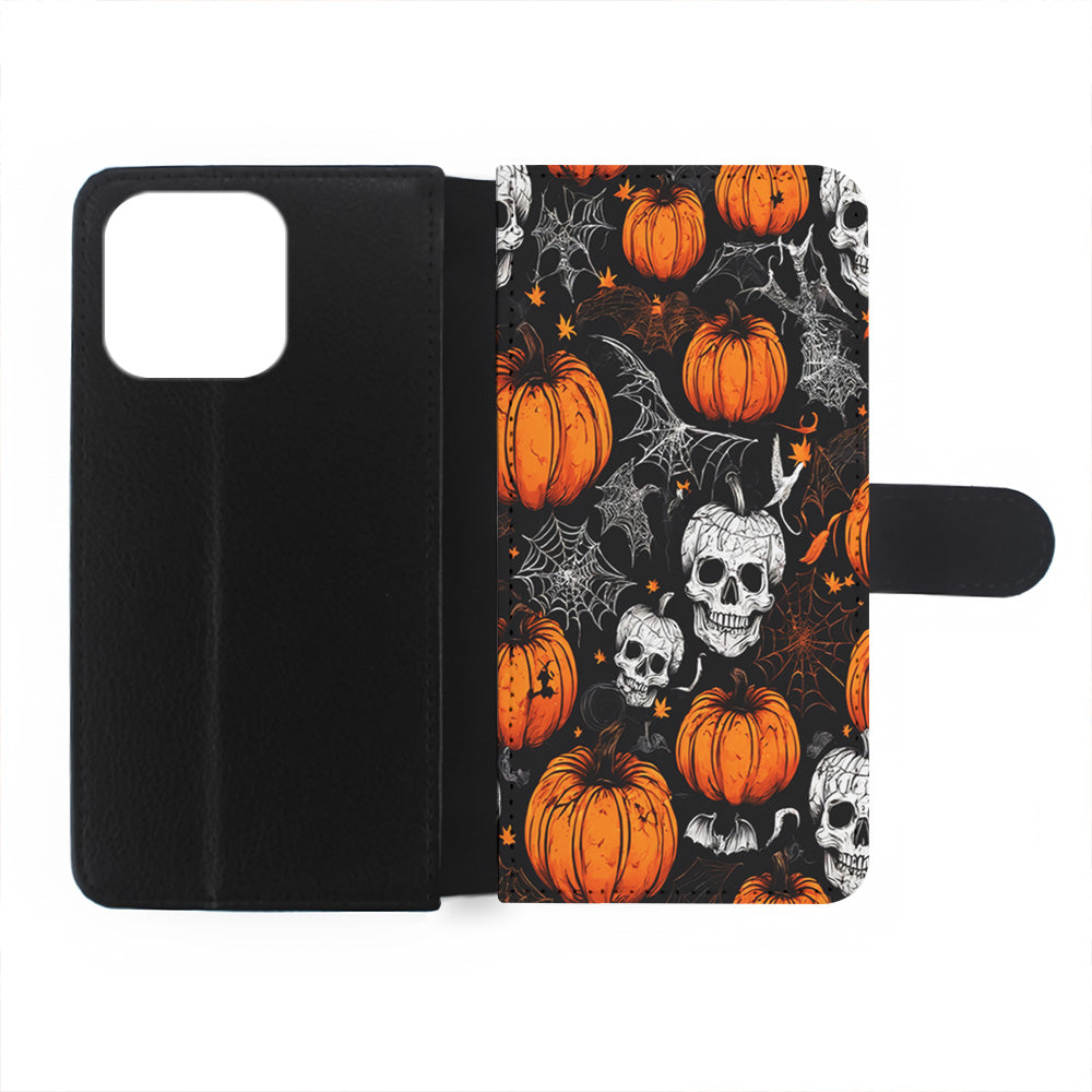 Halloween Skull and Spider Webs iPhone 15 Plus Case