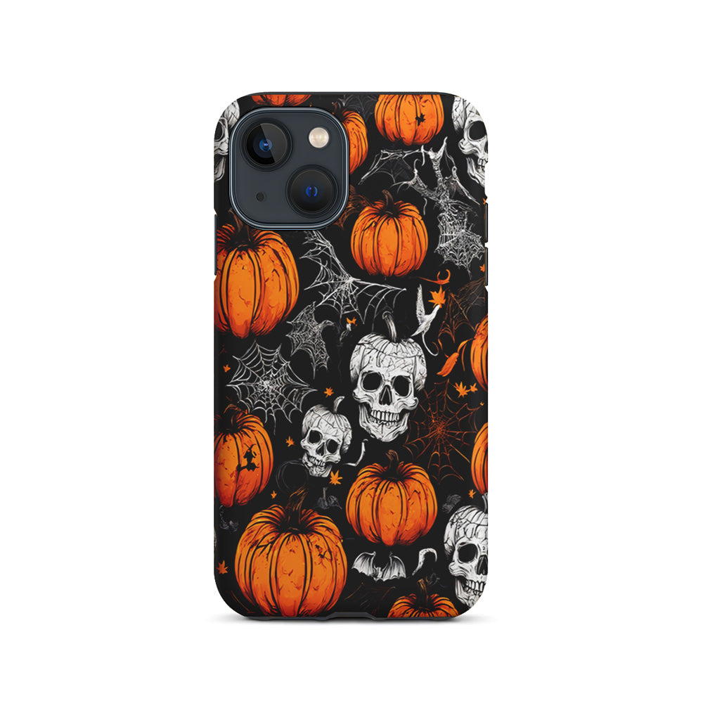 Halloween Skull and Spider Webs iPhone 15 Plus Case