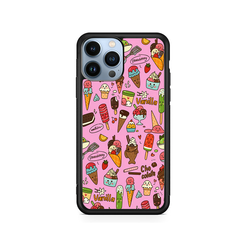 Ice Cream Doodle Cartoon iPhone 15 Pro Case