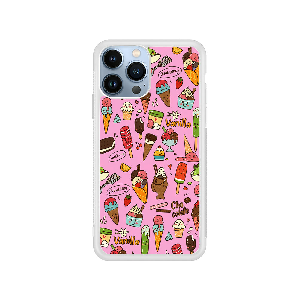 Ice Cream Doodle Cartoon iPhone 15 Pro Case