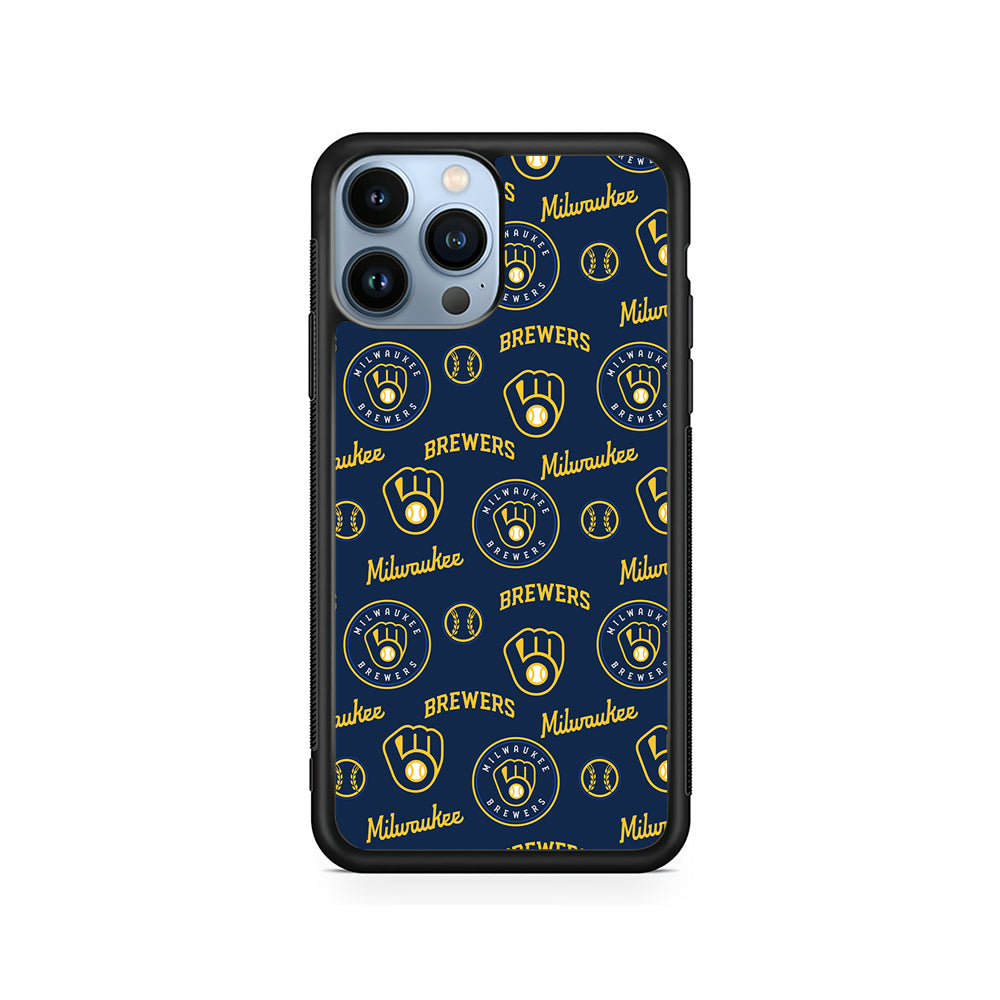 MLB Milwaukee Brewers Pattern iPhone 15 Pro Case