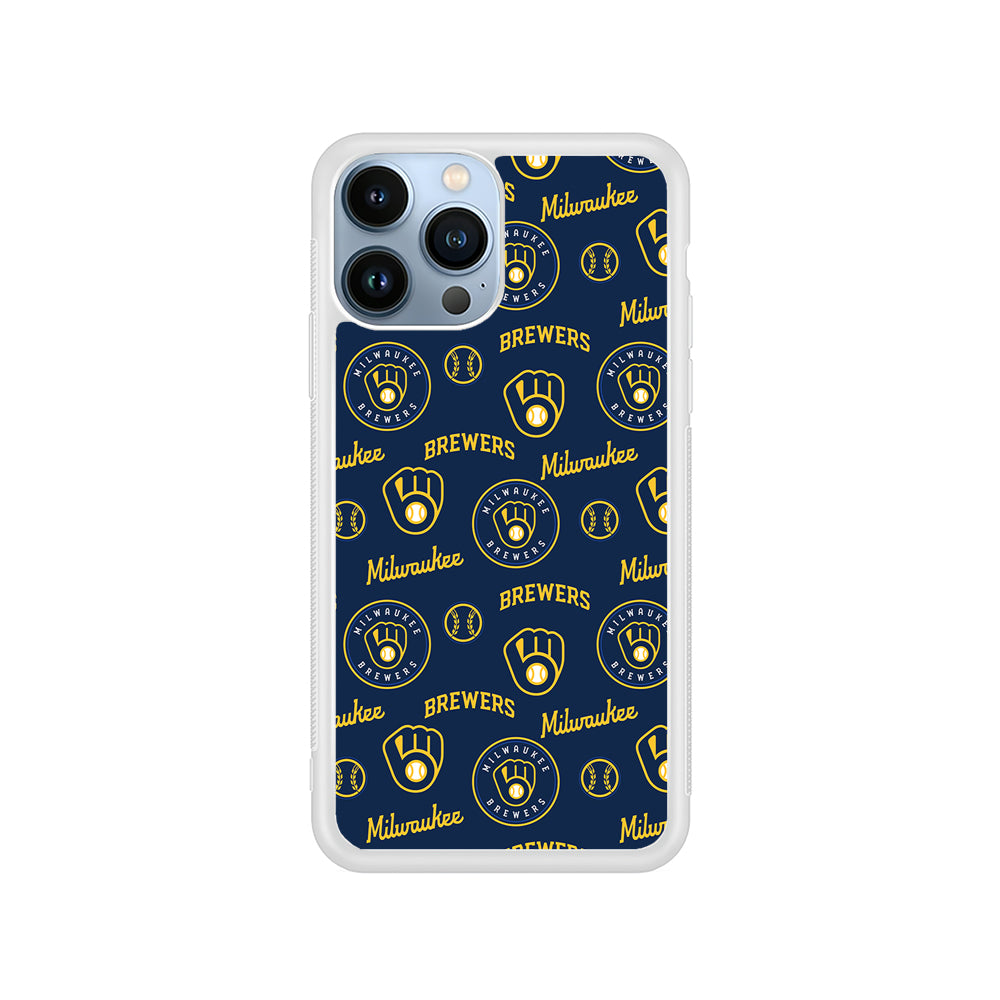 MLB Milwaukee Brewers Pattern iPhone 15 Pro Case