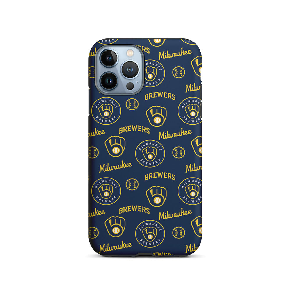 MLB Milwaukee Brewers Pattern iPhone 15 Pro Case