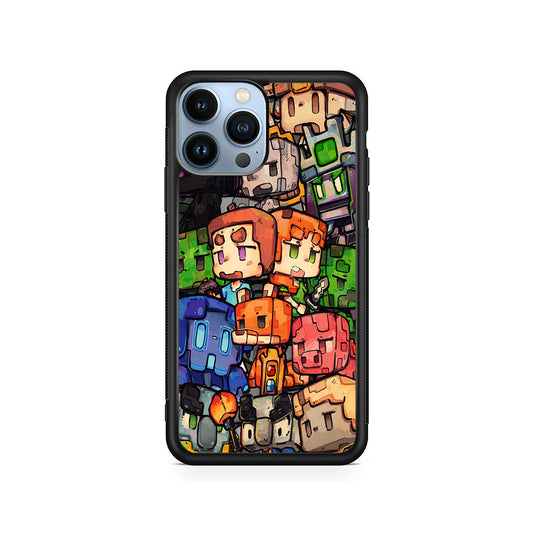 Minicraft Characters Drawing iPhone 15 Pro Case