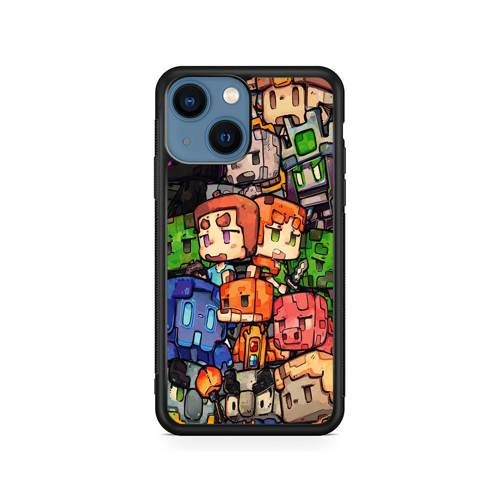 Minicraft Characters Drawing iPhone 15 Plus Case