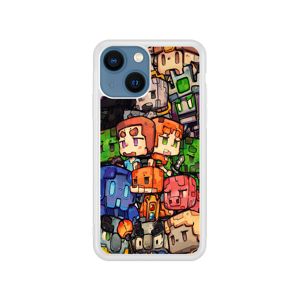 Minicraft Characters Drawing iPhone 15 Plus Case