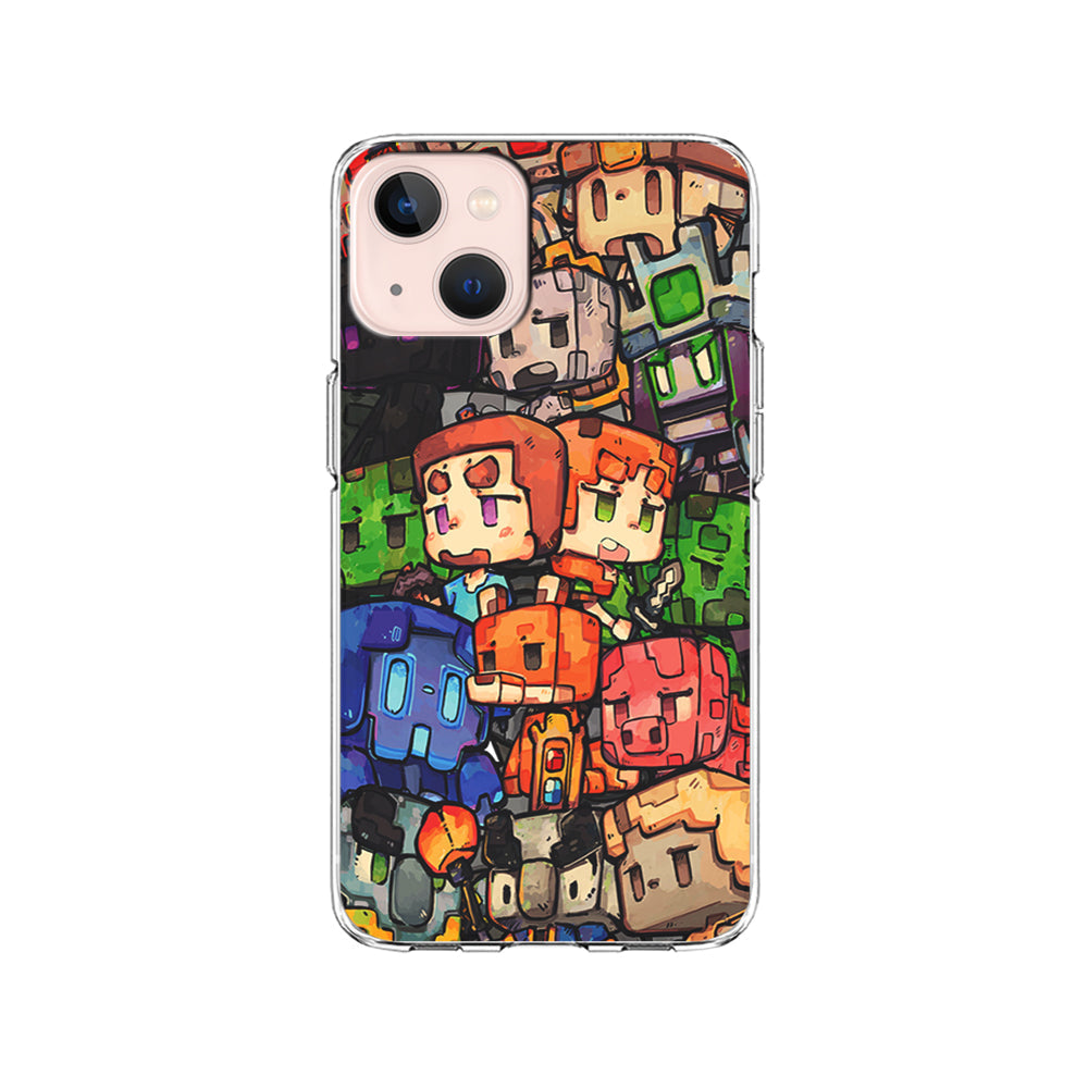 Minicraft Characters Drawing iPhone 15 Plus Case