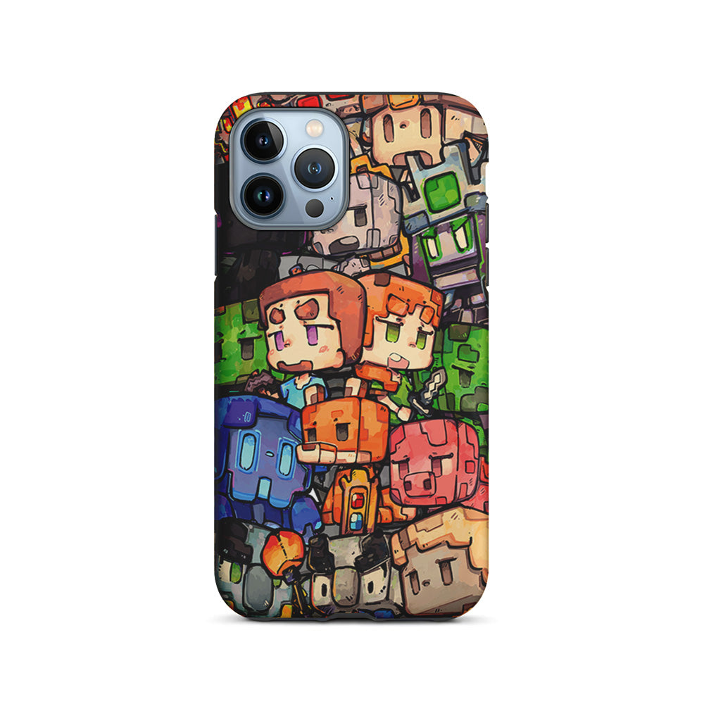 Minicraft Characters Drawing iPhone 15 Pro Case