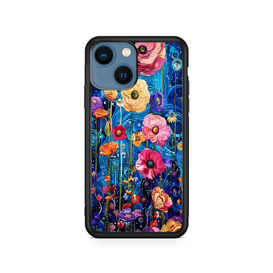 Painting of Flowers with a Blue Sky iPhone 13 Mini Case