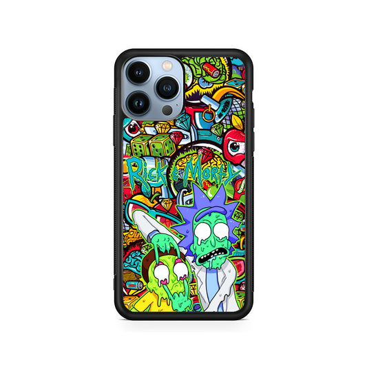 Rick and Morty Melt in Doodle iPhone 15 Pro Case