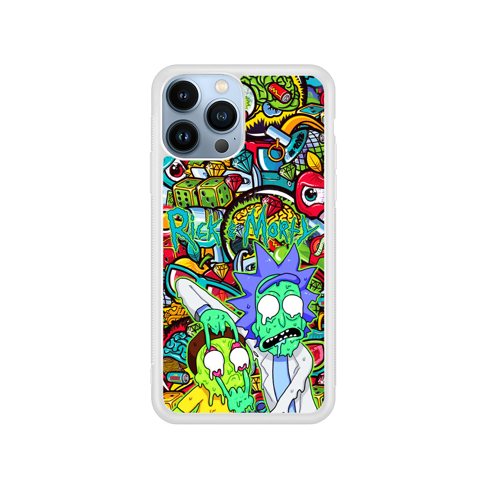 Rick and Morty Melt in Doodle iPhone 15 Pro Case