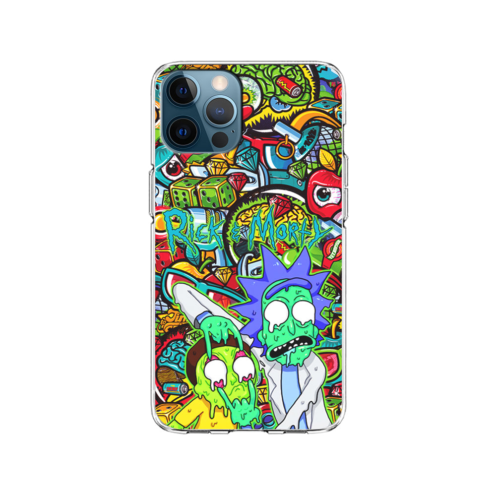 Rick and Morty Melt in Doodle iPhone 15 Pro Case