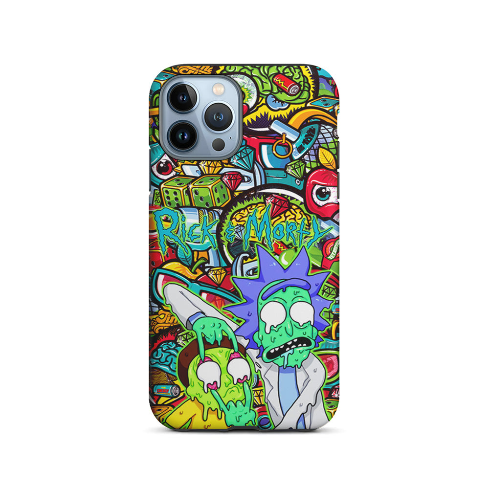 Rick and Morty Melt in Doodle iPhone 15 Pro Case