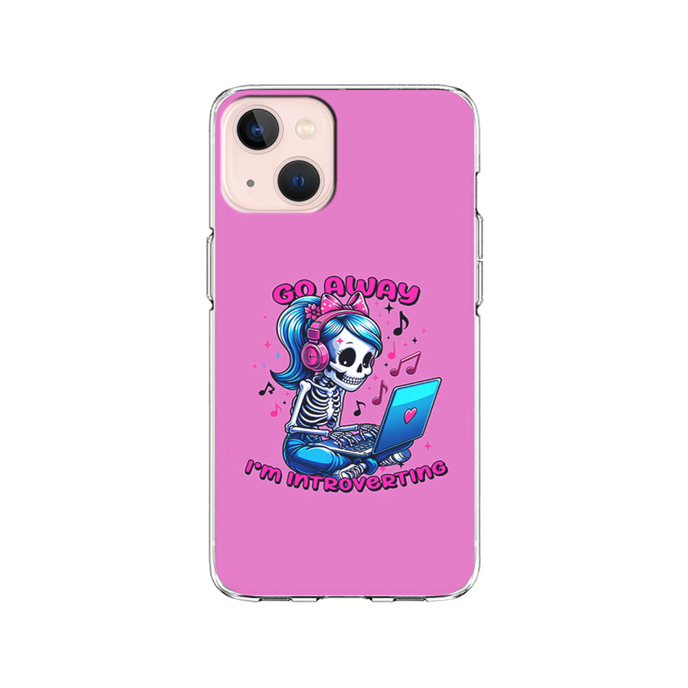 Skeleton Go Away I'm Introverting iPhone 15 Plus Case