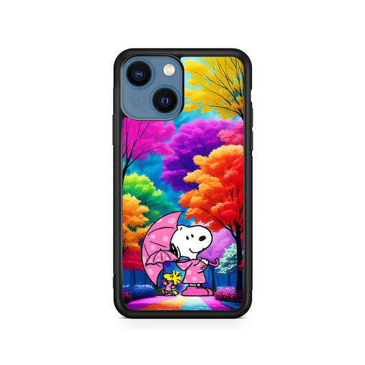 Snoopy and Woodstock in the Forest iPhone 15 Plus Case