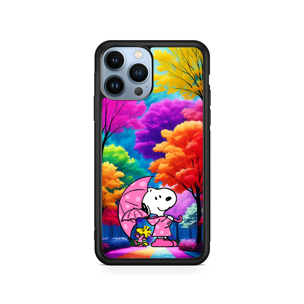 Snoopy and Woodstock in the Forest iPhone 15 Pro Case