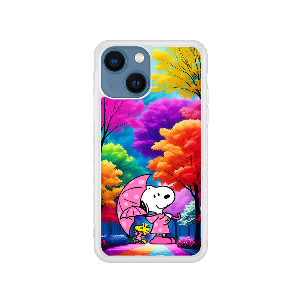 Snoopy and Woodstock in the Forest iPhone 15 Plus Case