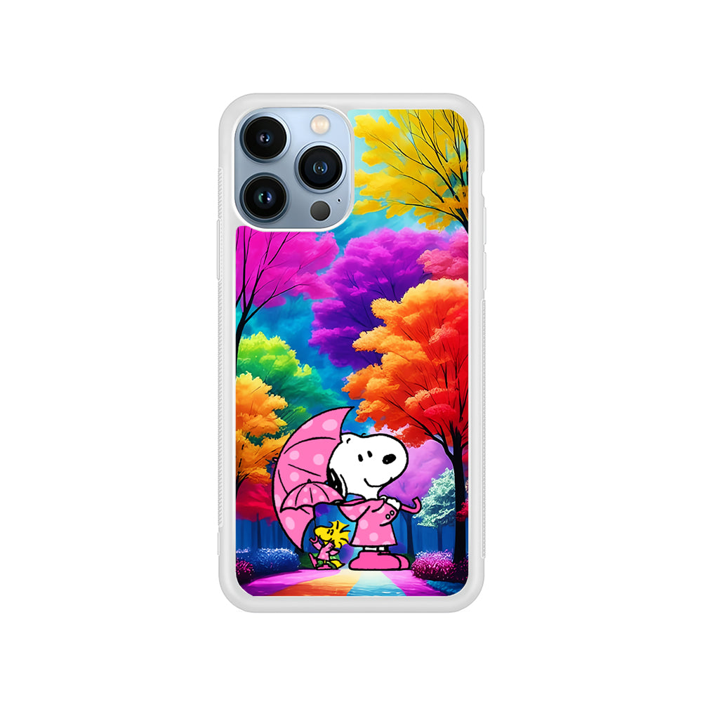 Snoopy and Woodstock in the Forest iPhone 15 Pro Case