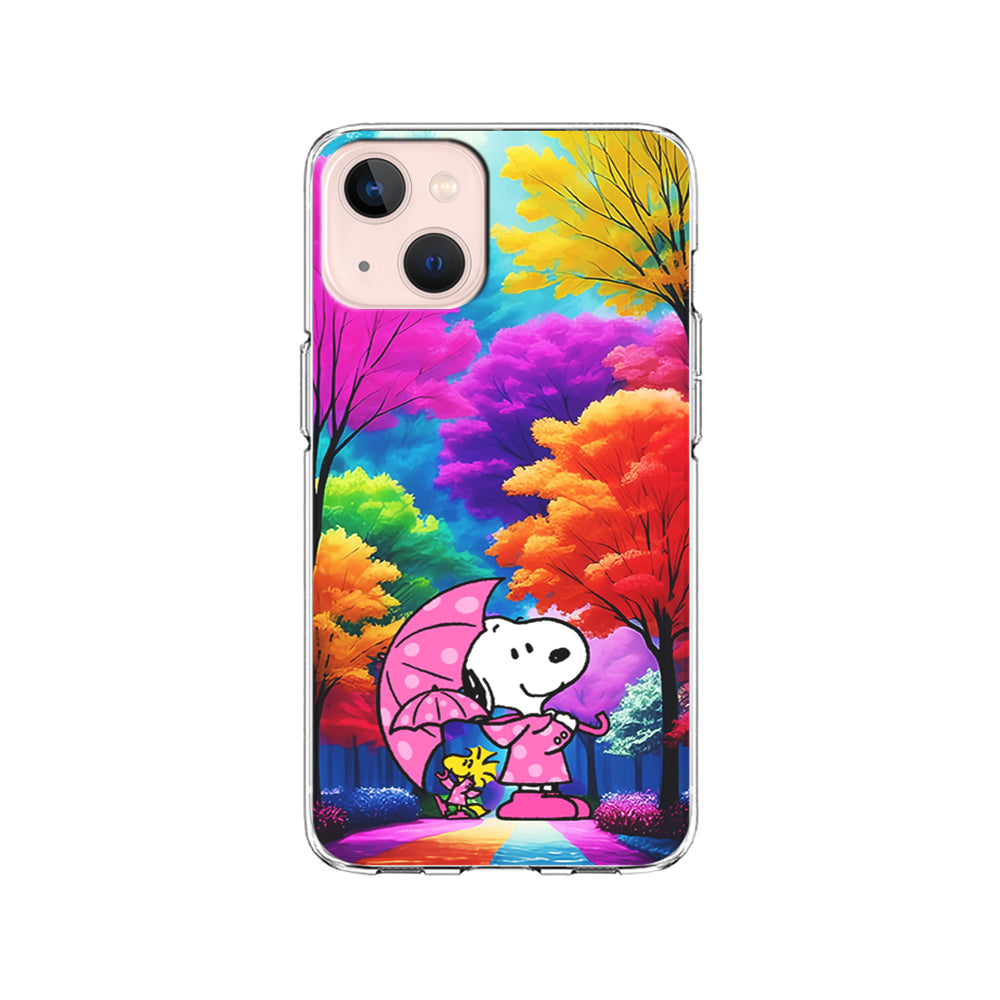 Snoopy and Woodstock in the Forest iPhone 15 Plus Case