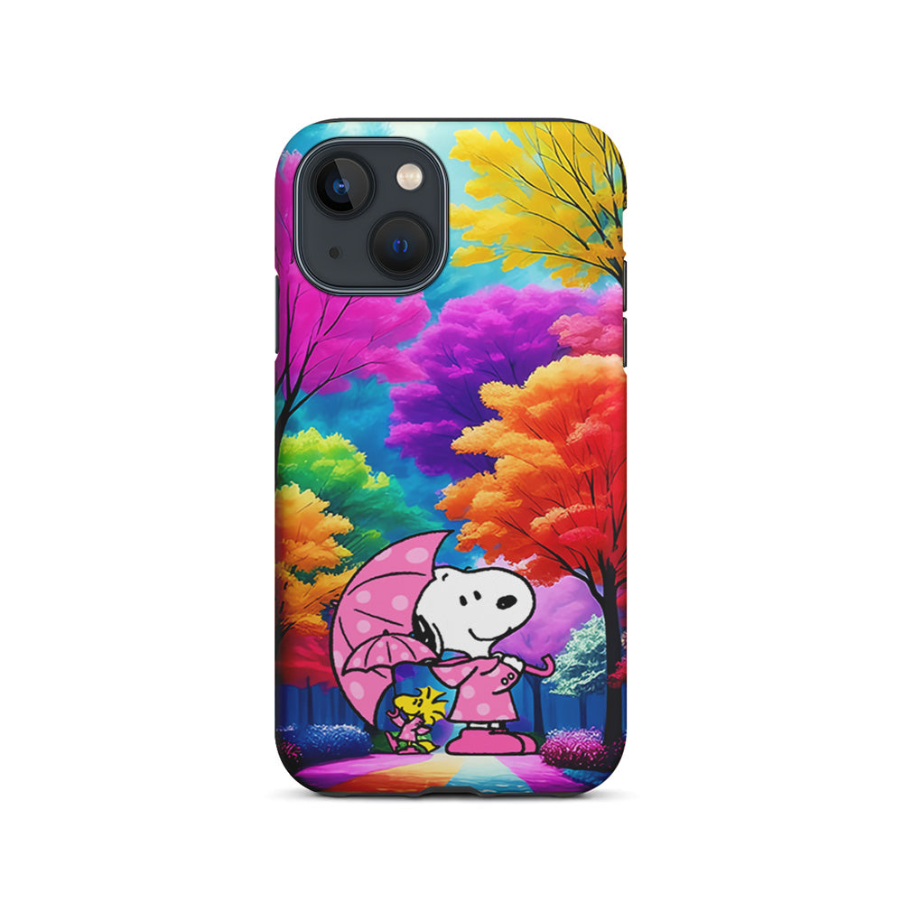 Snoopy and Woodstock in the Forest iPhone 15 Plus Case