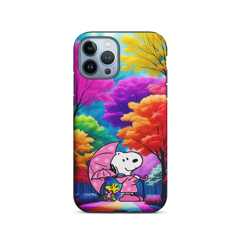 Snoopy and Woodstock in the Forest iPhone 15 Pro Case