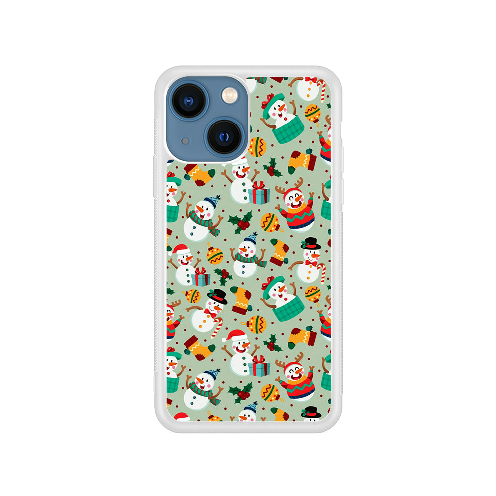 Snowman Cartoon Christmas Pattern iPhone 15 Plus Case