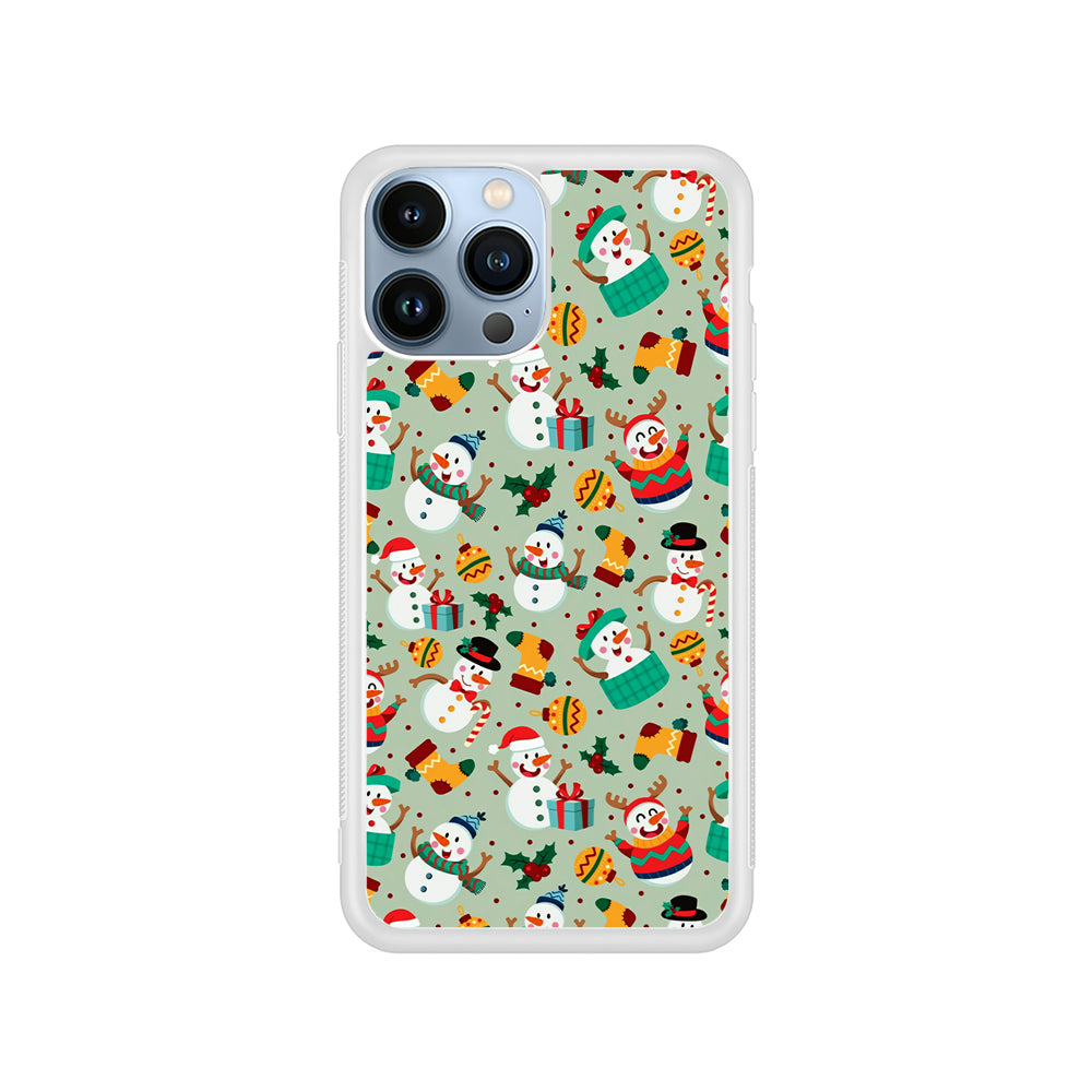 Snowman Cartoon Christmas Pattern iPhone 14 Pro Case