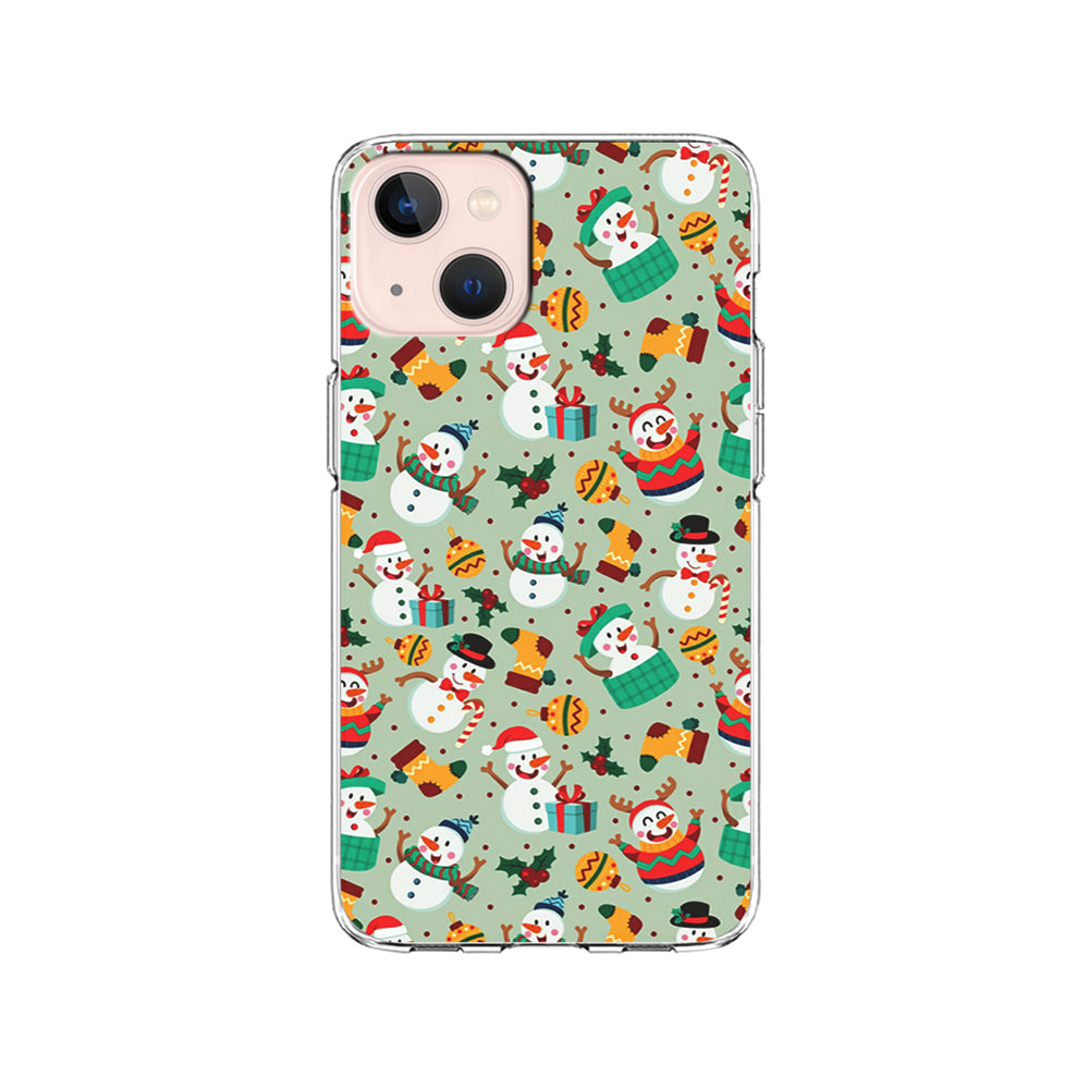 Snowman Cartoon Christmas Pattern iPhone 15 Plus Case