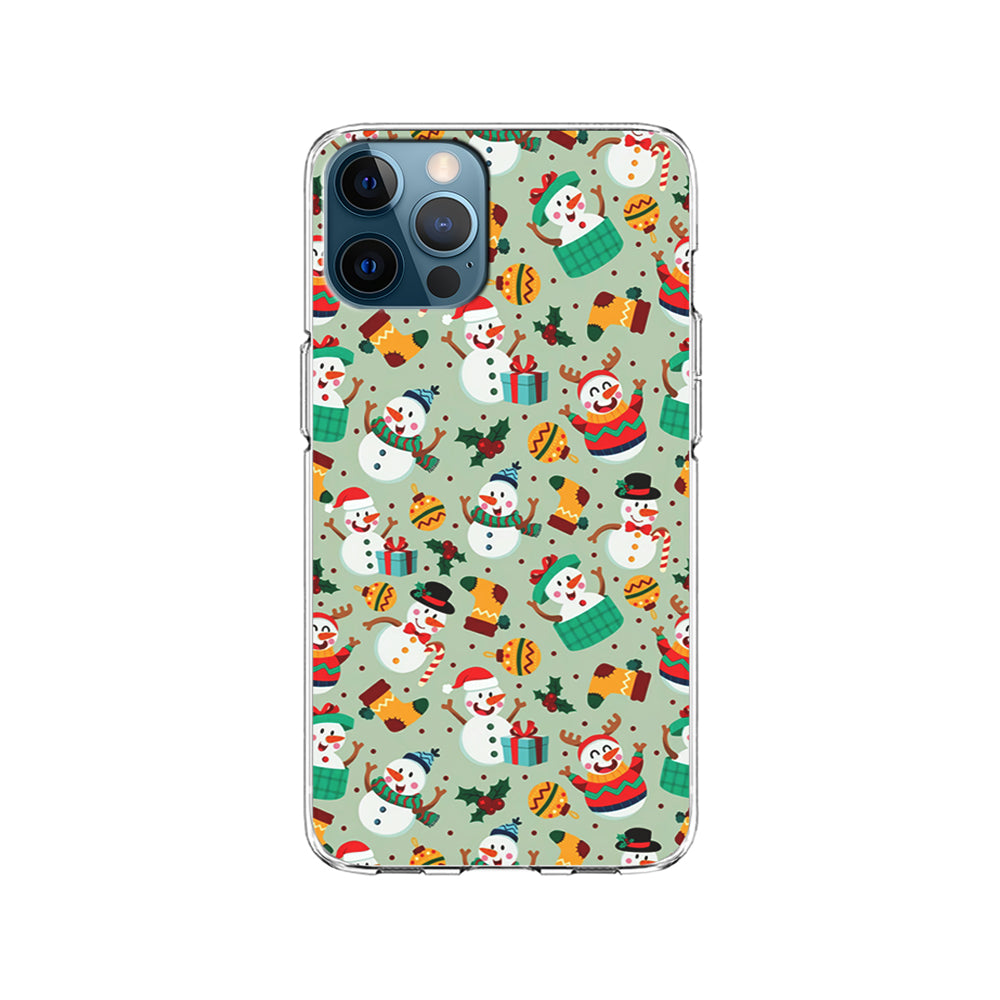 Snowman Cartoon Christmas Pattern iPhone 14 Pro Case