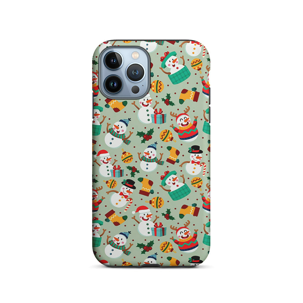 Snowman Cartoon Christmas Pattern iPhone 14 Pro Case