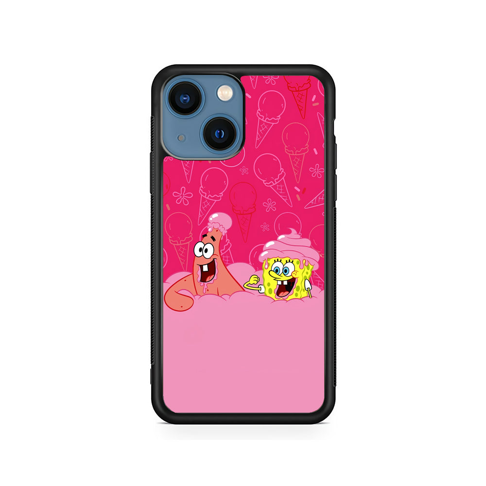 Spongebob and Patrick Eating Ice Cream iPhone 15 Plus Case