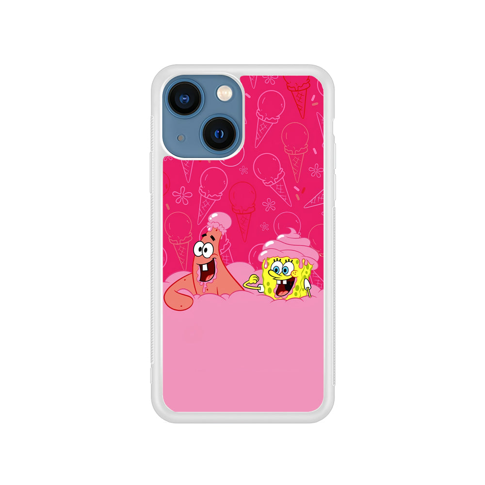 Spongebob and Patrick Eating Ice Cream iPhone 15 Plus Case