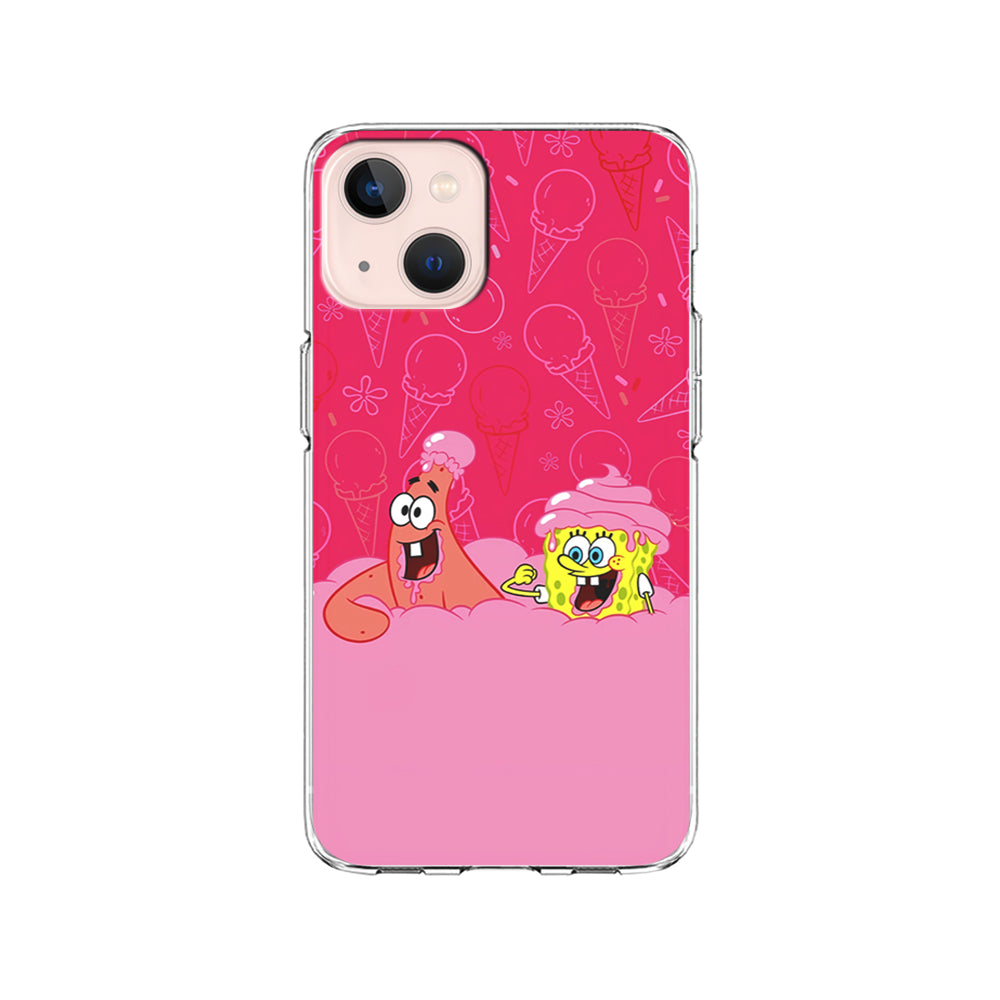 Spongebob and Patrick Eating Ice Cream iPhone 15 Plus Case