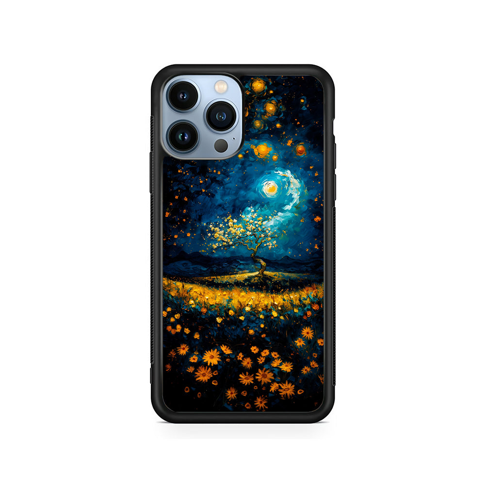 Starry Night Blossoms Painting iPhone 14 Pro Case