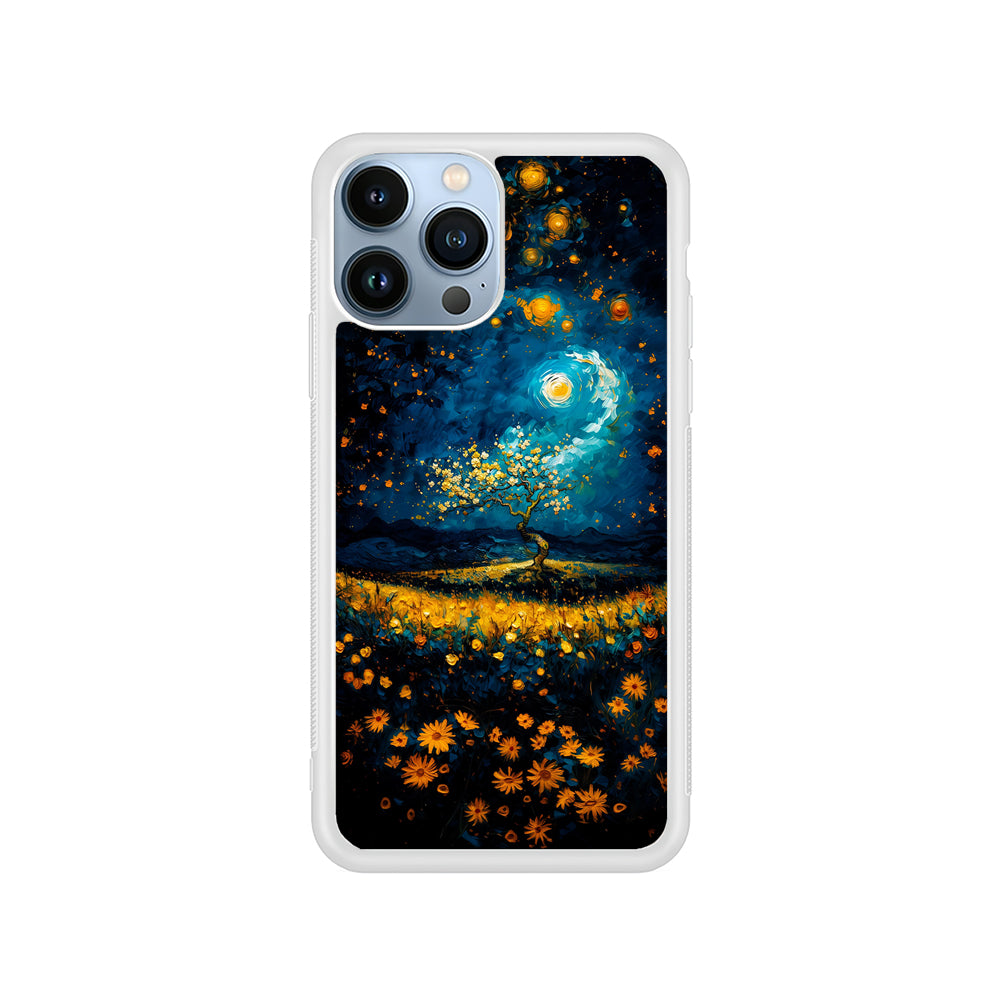 Starry Night Blossoms Painting iPhone 14 Pro Case