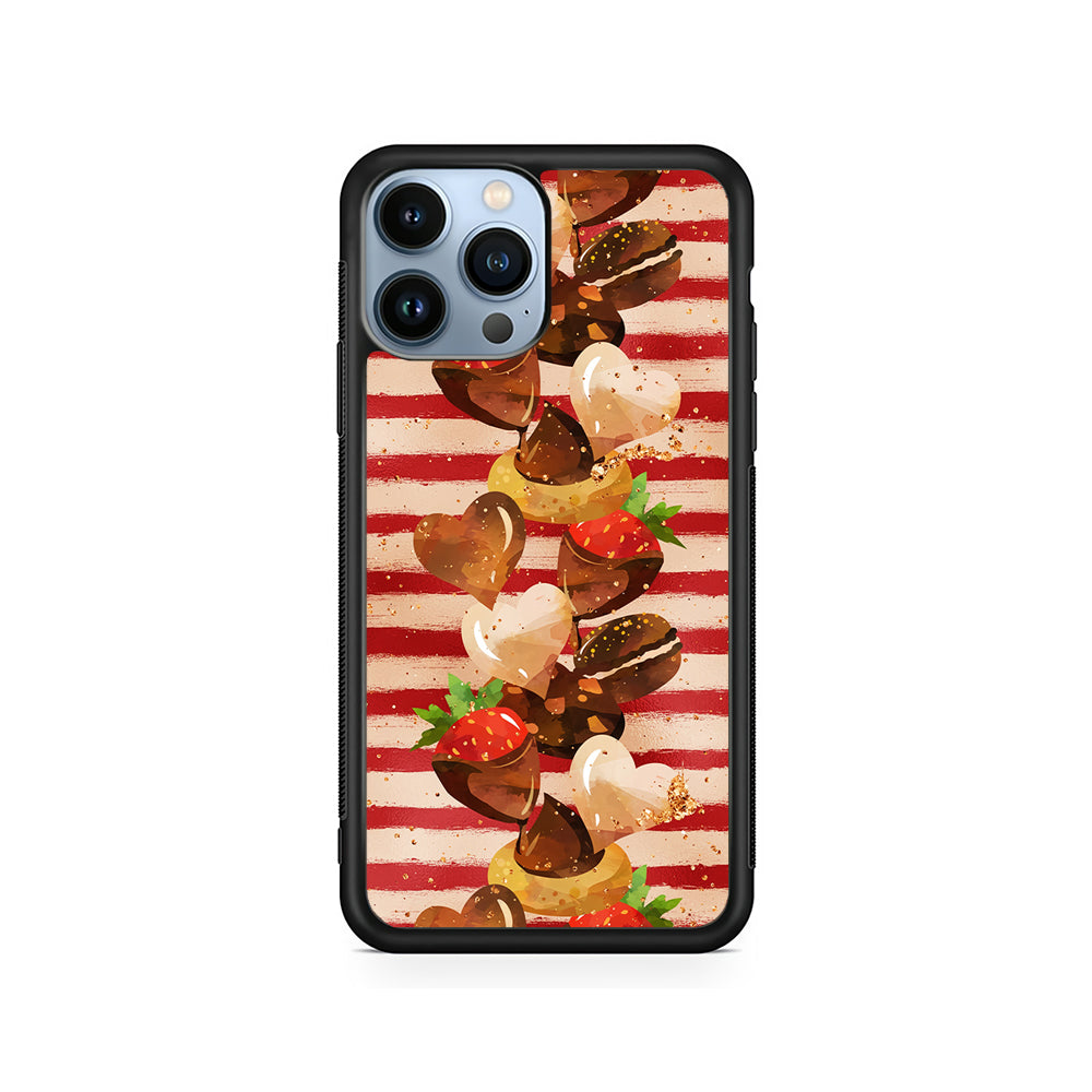 Strawberry in Chocolate and Cookie iPhone 14 Pro Case