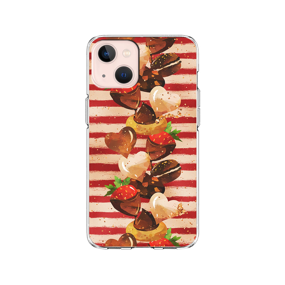 Strawberry in Chocolate and Cookie iPhone 15 Plus Case