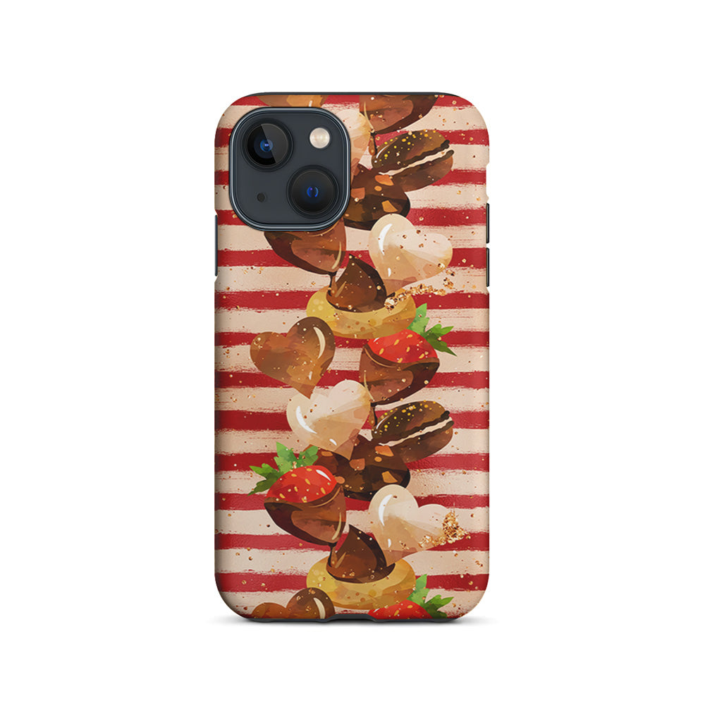 Strawberry in Chocolate and Cookie iPhone 15 Plus Case