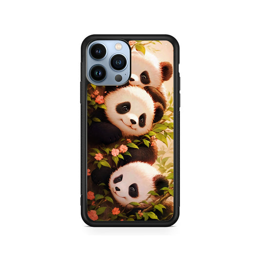 Three Cute Pandas Hiding iPhone 14 Pro Case