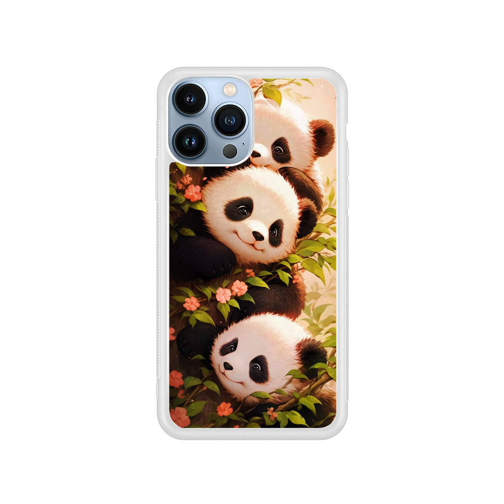 Three Cute Pandas Hiding iPhone 14 Pro Case