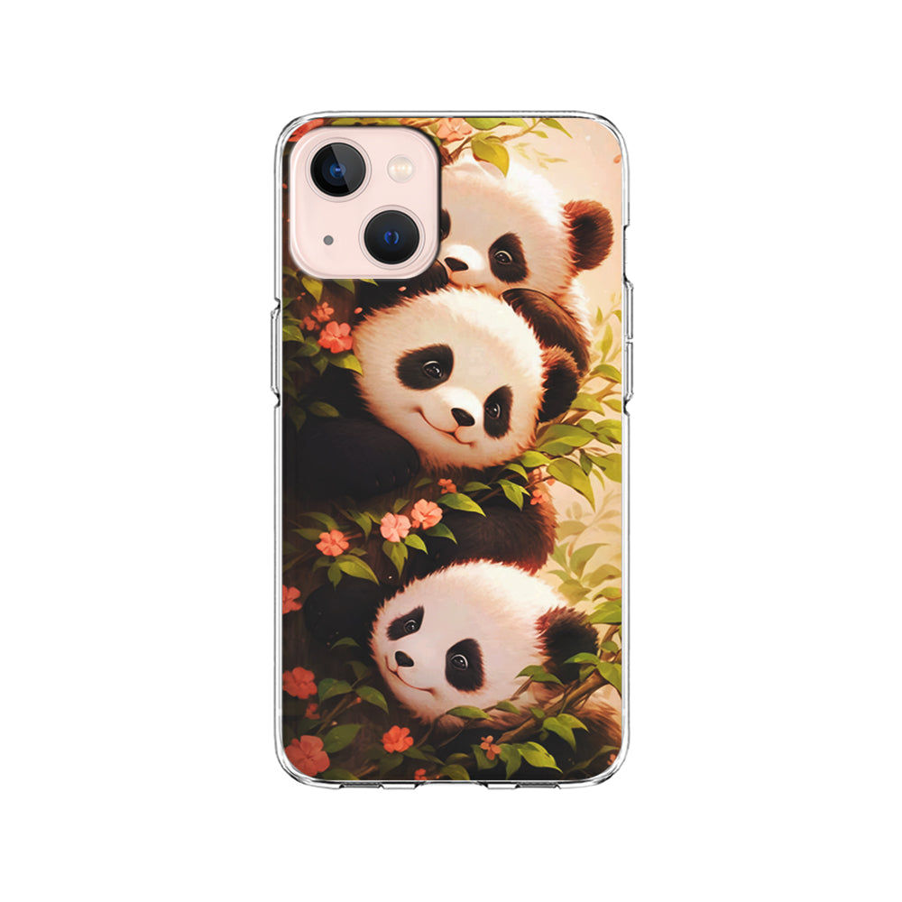 Three Cute Pandas Hiding iPhone 15 Plus Case