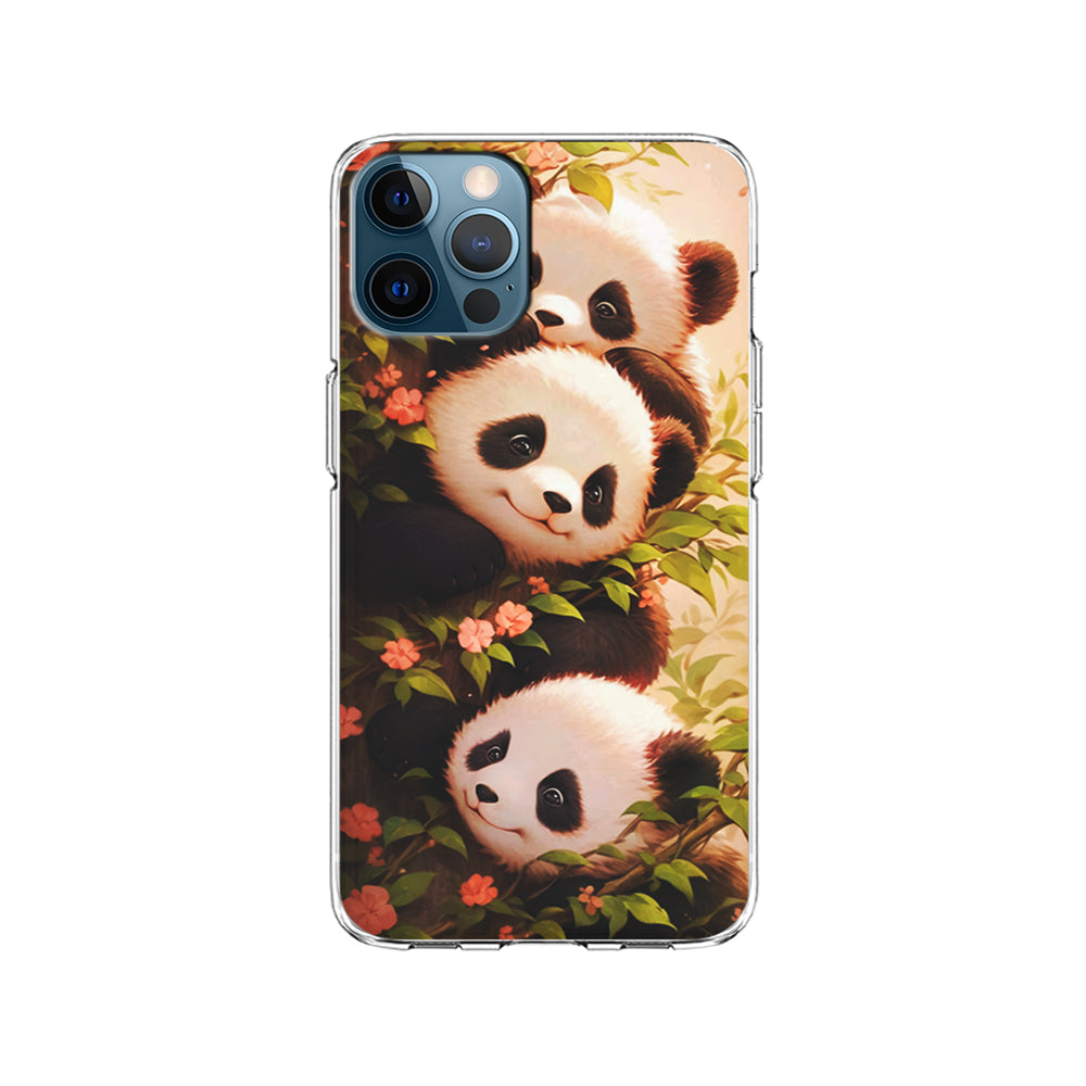 Three Cute Pandas Hiding iPhone 14 Pro Case