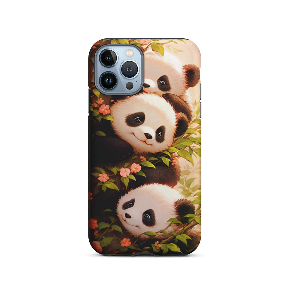 Three Cute Pandas Hiding iPhone 14 Pro Case