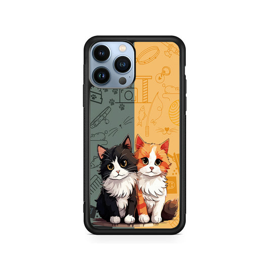 Two Cute Cats Kawai iPhone 14 Pro Case