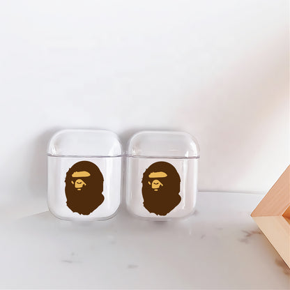 A Bathing Ape Brown Hard Plastic Protective Clear Case Cover For Apple Airpods